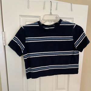 Girl’s blue striped cropped t-shirt
